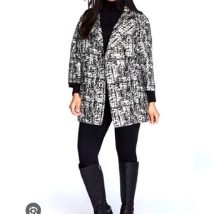 LANE BRYANT Plus Size Black & Gold METALLIC JACQUARD JACKET SZ 14/16 NWT